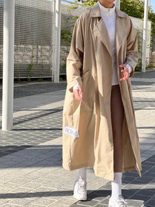 BEIGE OVERSIZED SIDE-LOGO COAT