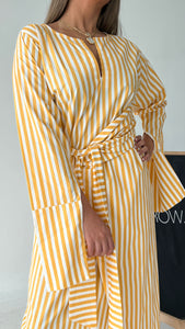 YELLOW PLAID WRAP DRESS