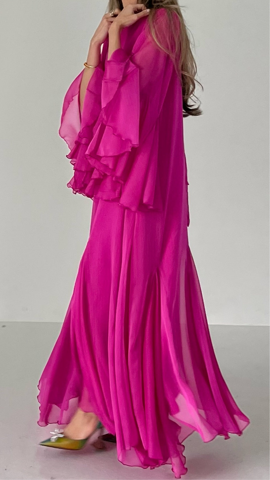 Fuchsia Chiffon Caftan ROW.48