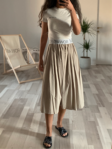 BEIGE LOGO SKIRT/SHORT