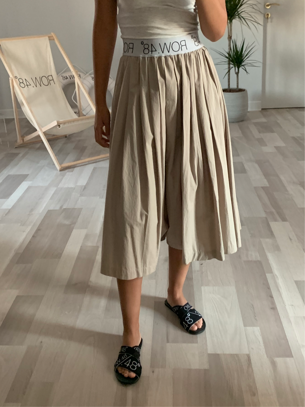 BEIGE LOGO SKIRT/SHORT