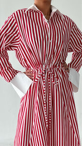 RED/WHITE STRIPED DRESS