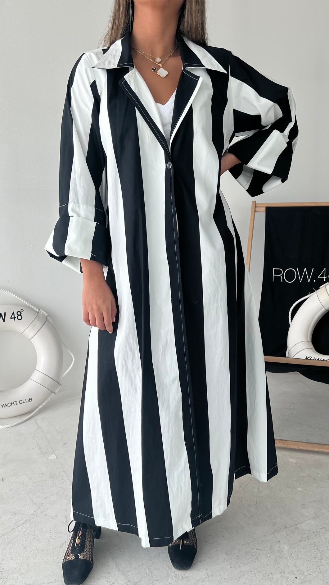 BLACK OPEN DRESS-SHIRT