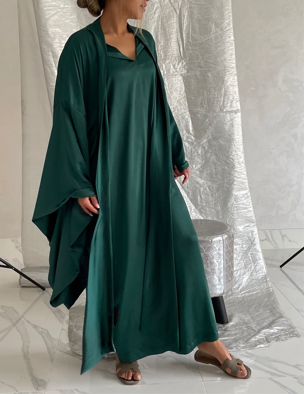 Emerald Green Silk Caftan