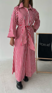 RED STRIPED DRESS-SHIRT